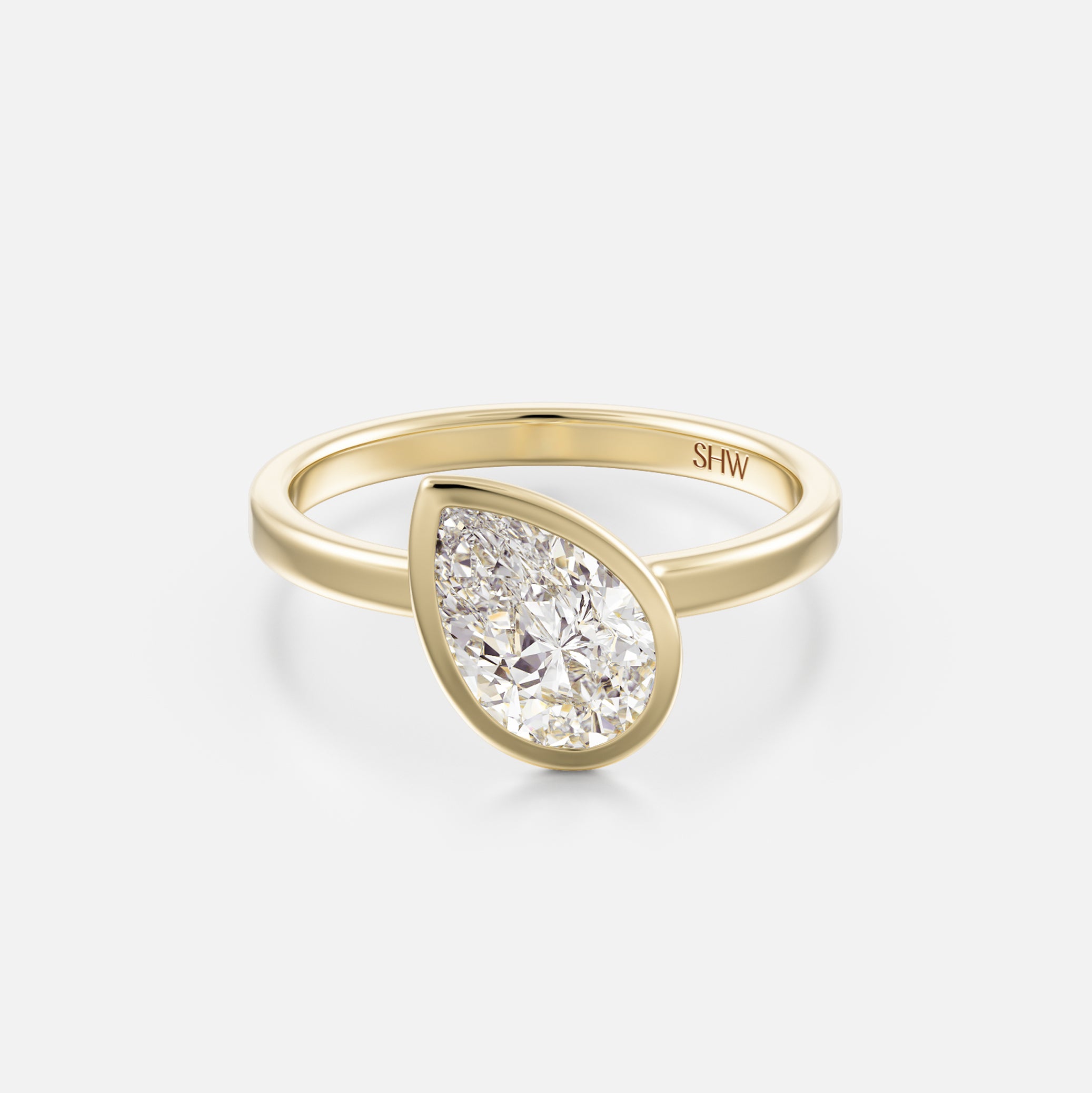 2.75 carat Pear Shape Lab Diamond Swoop Engagement Ring | Lauren B Jewelry